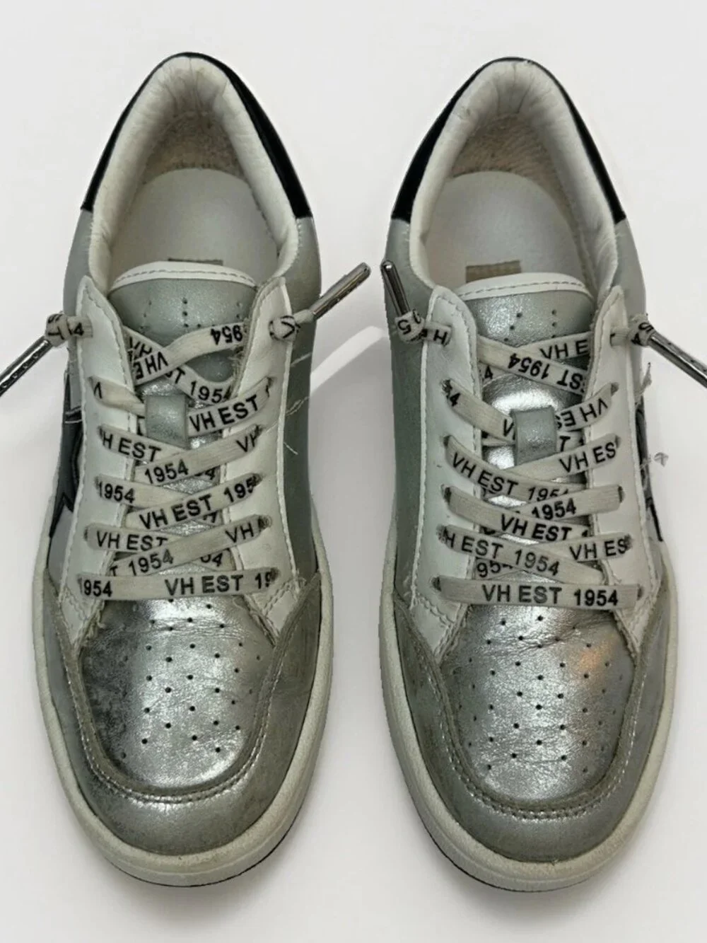 ⭐✨ Vintage Havana Cristo Sneakers Womens 5.5 Washed Silver Metallic Black Star